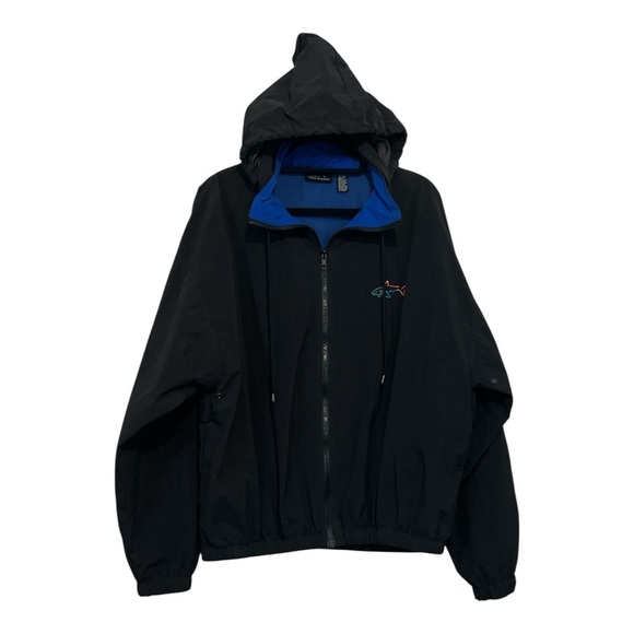 Greg Norman Windbreaker, Full Zip, Packable Hood, Men’s, Blue/Black, Size Large - Picture 7 of 12
